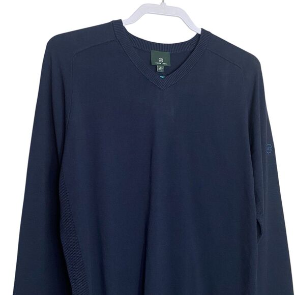 AG Adriano Goldschmied Sweater Mens M Navy Blue V-Neck Vented Golf Preppy NEW - Picture 4 of 10